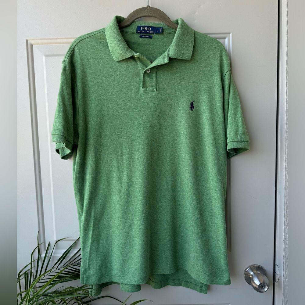 Ralph Lauren Polo‎ Apple Green Custom Fit Polo Shirt Sz L Casual Golf Athleisure